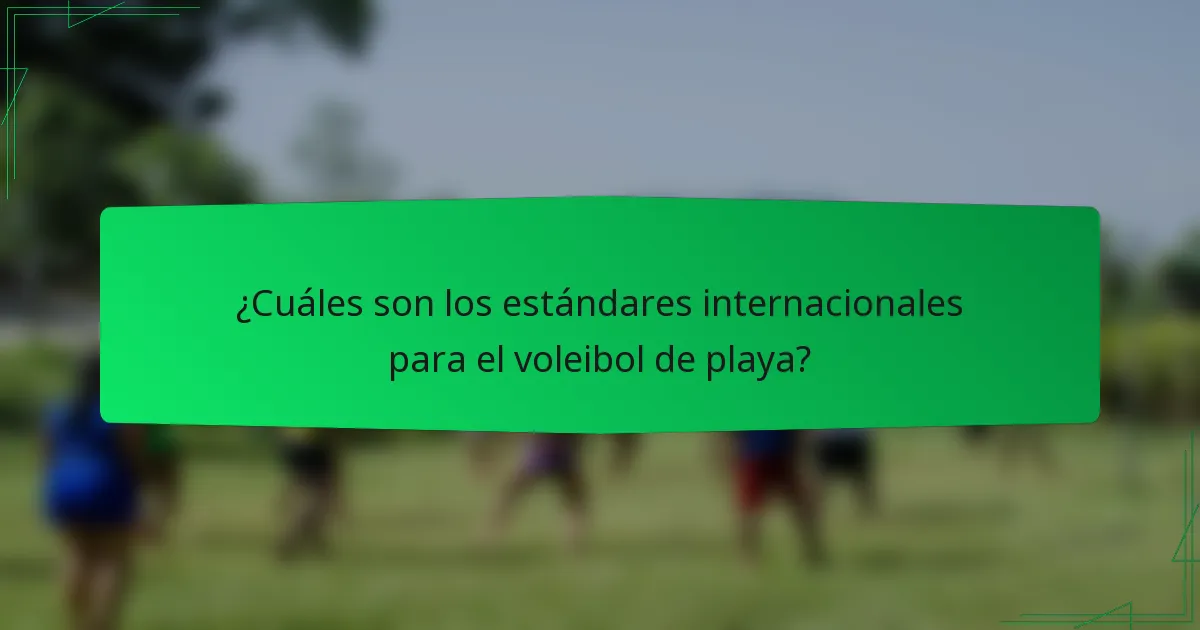 ¿Cuáles son los estándares internacionales para el voleibol de playa?